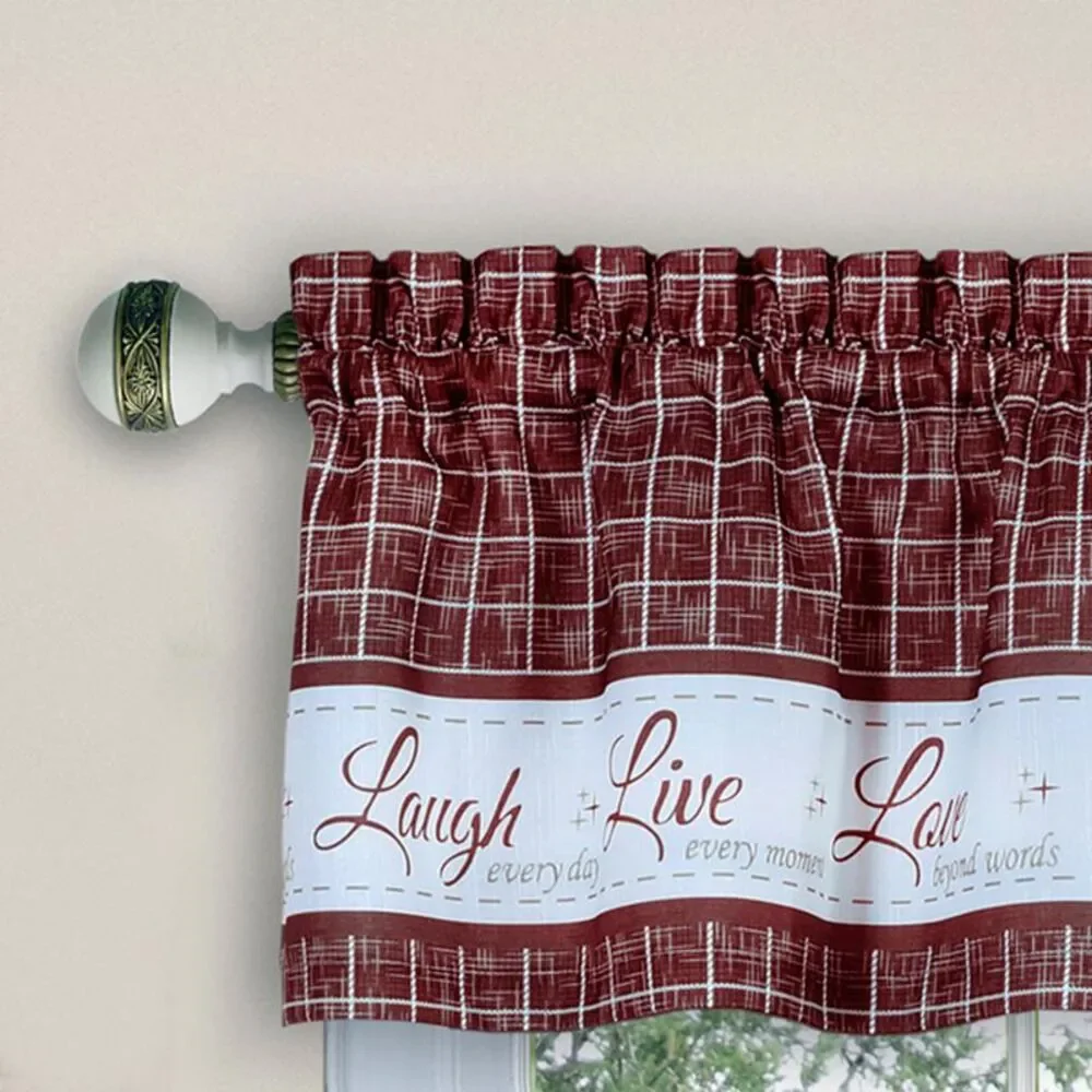 PowerSellerUSA Live, Laugh, Love 3-Piece Kitchen Curtains and Valance Set,